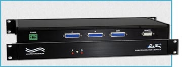 Model 7300 RS232/RS530 A/B Switch Automatically Switches to Backup via Data Activity or DCD Trigger Monitor